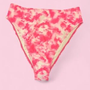 Fashion Nova Pink & White Tie Dye Bikini Bottoms Size Large Swim Resort Vacation